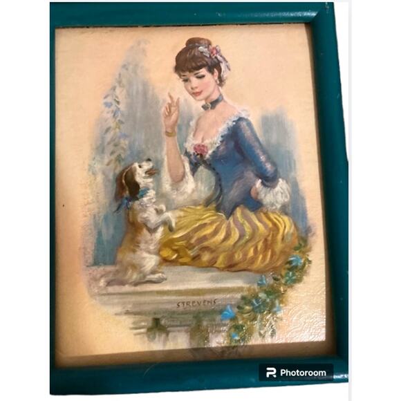 Vintage 1960's Framed Artwork 'Buff Girl' by Strevens - Picture 3 of 4